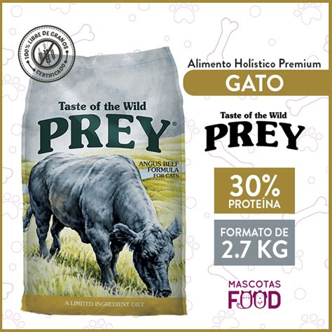 Alimento Gato Libre De Granos Taste Of The Wild Prey Carne Angus 27 Kg