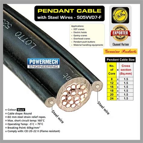 EOT Crane Cables Steel Wire Ropes Embedded Crane Pendant Cable