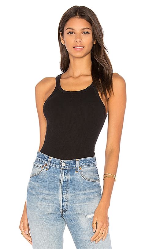 Re Done X Hanes Ribbed Tank In Black Revolve