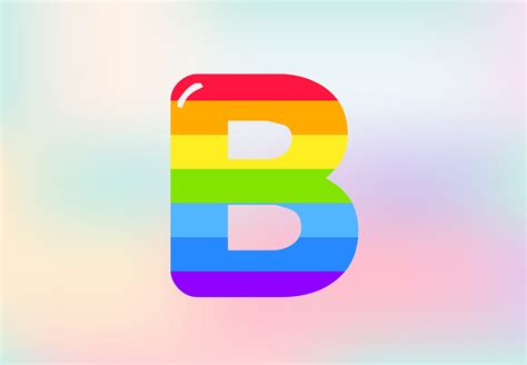 B Letter Rainbow Patterns Design Abstract Rainbow Letter For Kids