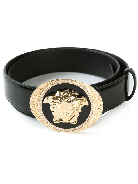 Versace Medusa Buckle Belt Men Calf Leather 110 In Black For