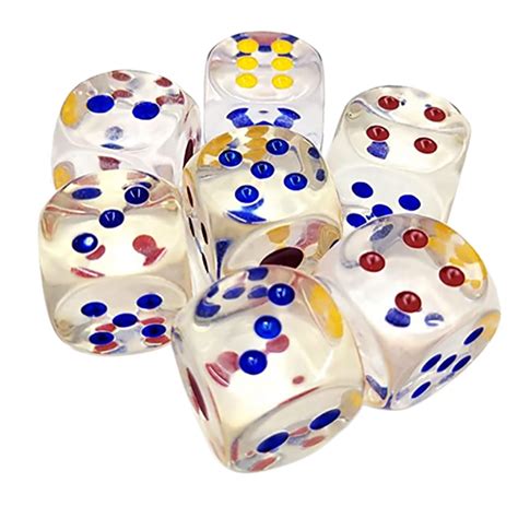 25mm Jumbo Dice With Colored Dots6 Sided Transparent Dicefun Six