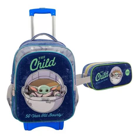 Kit Mochila Baby Yoda Con Ruedas Y Lapicera Original Ruz Primaria