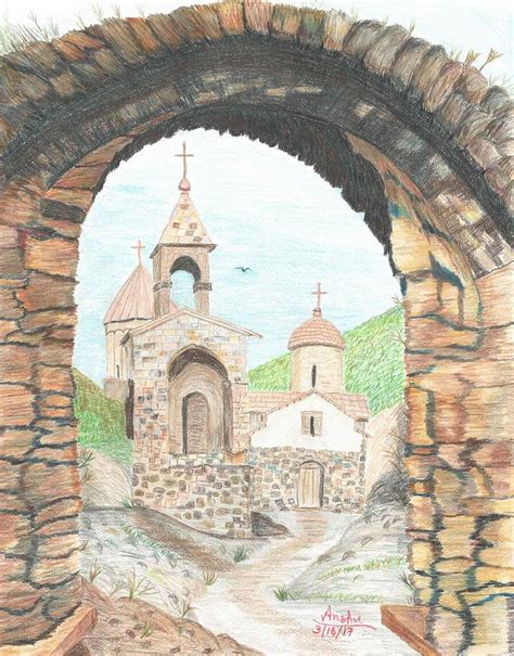 Monastery Drawing By Anshuman Trivedi Fine Art America