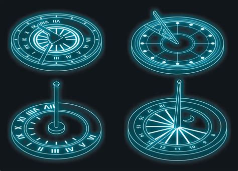 Sundial Icons Set Vector Neon 12321618 Vector Art At Vecteezy