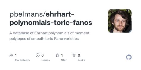 Github Pbelmans Ehrhart Polynomials Toric Fanos A Database Of