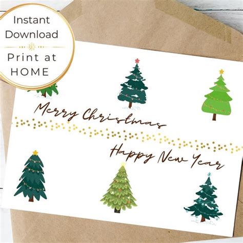 Minimalist Christmas Trees Card Tree Holiday Card Merry And Etsy