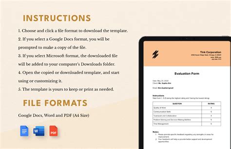 Evaluation Format Template in Word, PDF, Google Docs - Download ... 