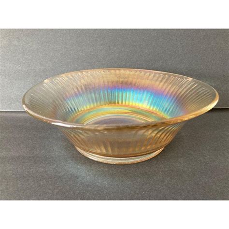 Midcentury Vintage Marigold Iridescent Carnival Glass Serving Bowl