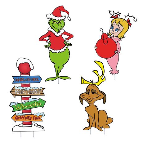 Podplug The Grinch Christmas Decor G Rinch Christmas Decorations 4pcs Yard Signs With Stakes