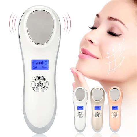 Face Ultrasonic Vibration Massager Hot Cold Hammer Home Use Beauty Equipment Wrinkle Acne