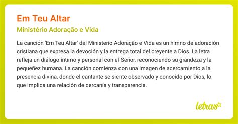 Em Teu Altar Ministério Adoração E Vida - Significado de la canción EM TEU ALTAR (Ministério Adoração e Vida ...