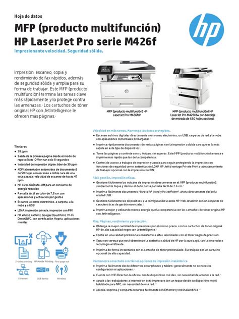 MFP (Producto Multifunción) HP Laserjet Pro Serie M426F: Impresionante ...