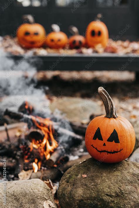 Hand drawn pumpkin faces. Stock Photo | Adobe Stock