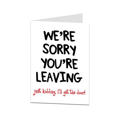 Leaving Card. Sorry Your Leaving Card. Funny Leaving Card. | Etsy