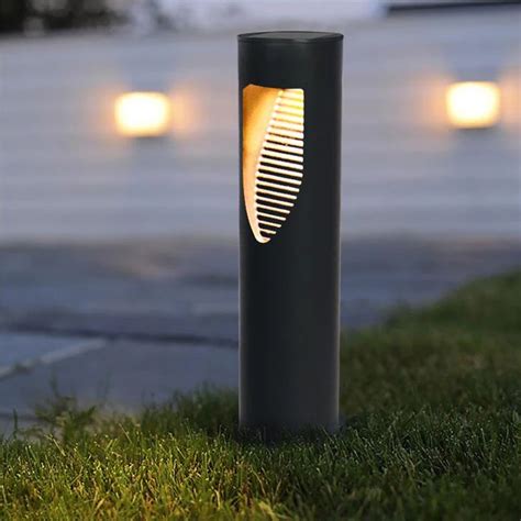 Cylindrical Outdoor Waterproof Solar Garden Lawn Light Auto On Off