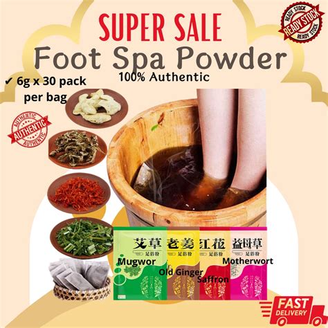 Ready Stock Detoxification Herbal Foot Spa Powder Old Ginger Saffron