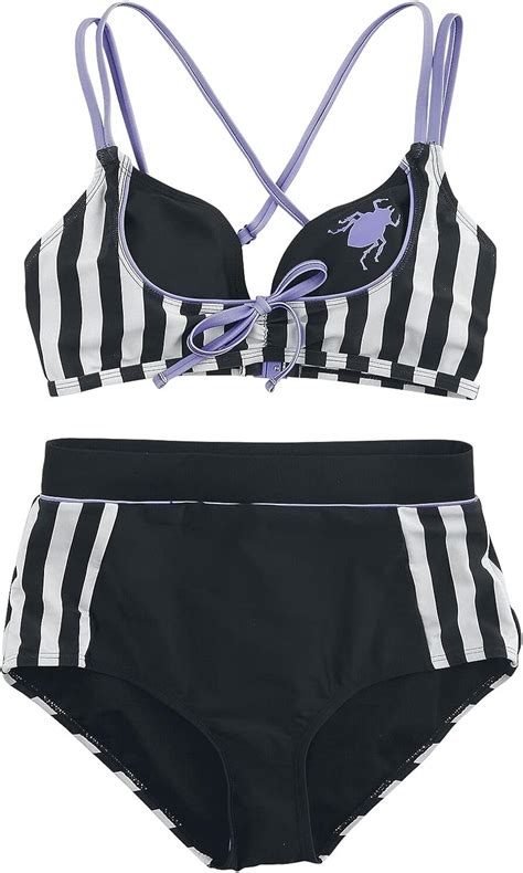 Beetlejuice Beetle Frauen Bikini Set schwarz weiß XXL 85 Polyester 15 Elasthan Fan Merch