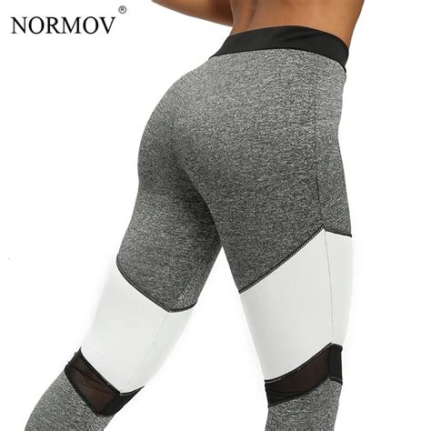 Normov Sexy High Waist Leggings Women Clothing Patchwork Mesh Pants