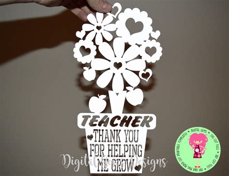 Teacher Thank You For Helping Me Grow Svg Dxf Eps Files And A