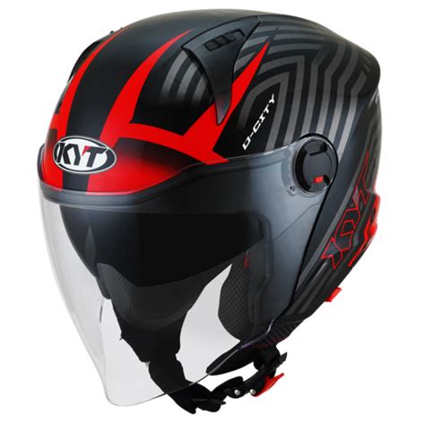 Capacete Kyt D City Lucent Preto Vermelho Fosco