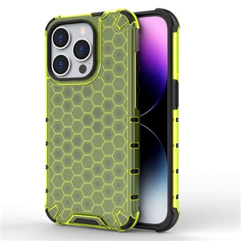 Köp iPhone 15 Pro Skal Shockproof Honeycomb Grön Teknikhallen se