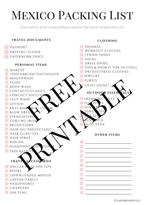 This Free Mexico Vacation Packing List Printable Is Perfect For An All