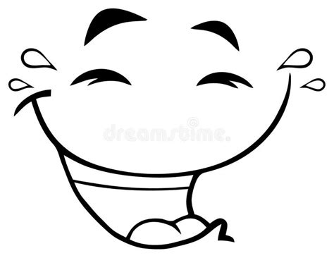 Black and White Laugh Cartoon Funny Face with Smiley Expression Stock ...