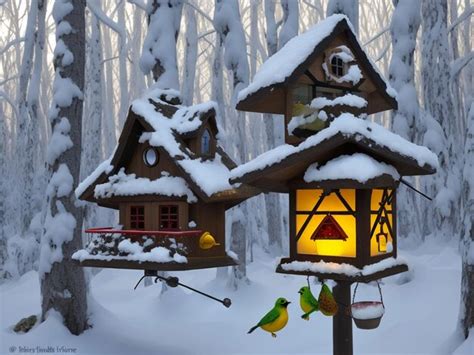 Premium AI Image | bright bird feeder in winter