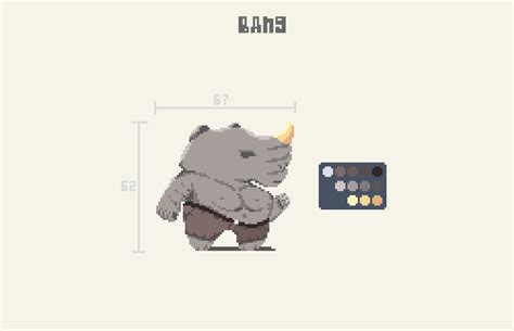 Rhino (12 colors) : r/PixelArt