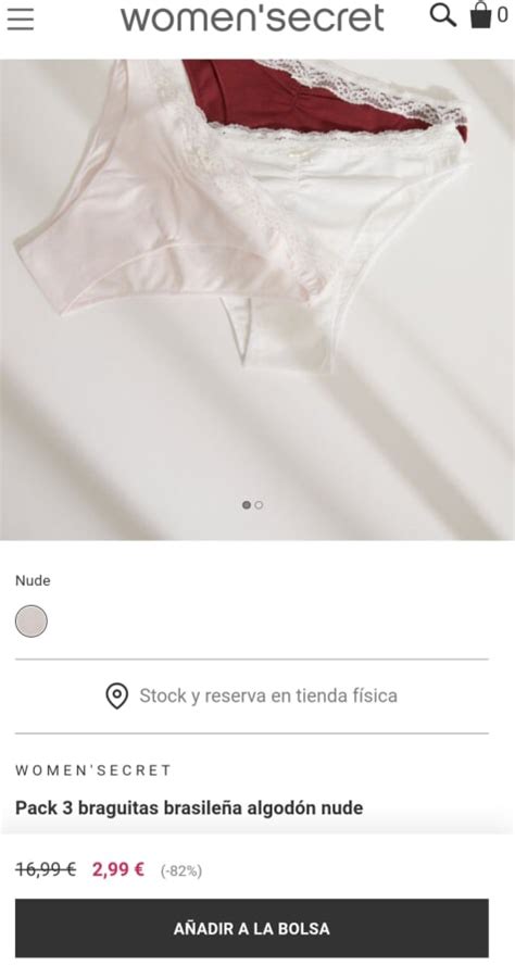 Pack 3 braguitas brasileña algodón nude por 2 99
