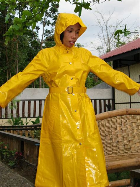 Yellow PVC Raincoat Damen regenmäntel Regenmantel Regenkleidung