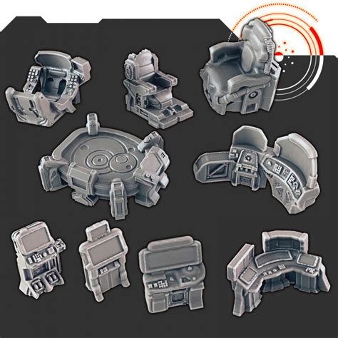 D Printable Sci Fi Scenery Startship Bridge And Terminals Support