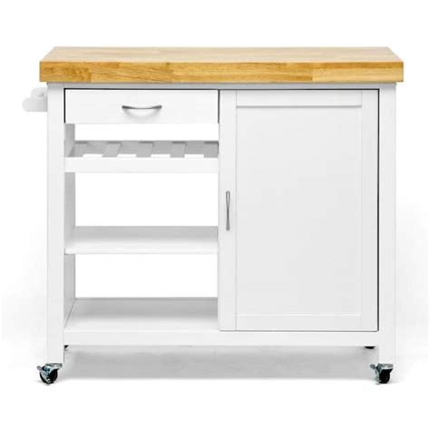 Baxton Studio Denver White Kitchen Cart With Towel Rack 28862 3980 HD