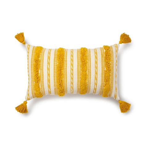 Better Homes And Gardens Woven Tufted Decorative Lumbar Pillow 14 X 24 Yellow