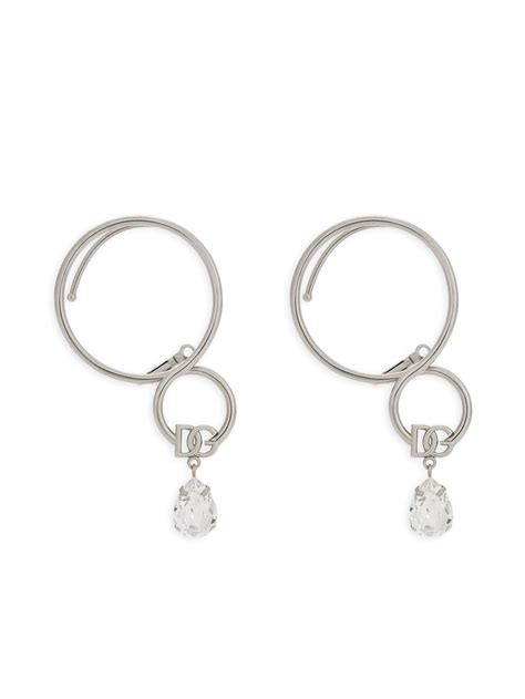 Dolce Gabbana Ear Cuffs Mit Strassverziertem DG Logo Silber