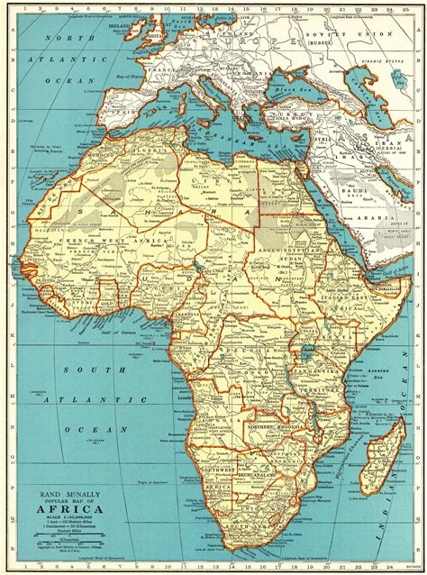 1937 Antique Map Of Africa Vintage Africa Map Gallery Wall Art Etsy