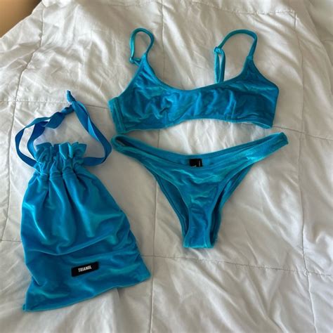 Triangl Swimwear Swim Triangl Bikini Set Cheeky Maci Ocean Blue Velvet Poshmark