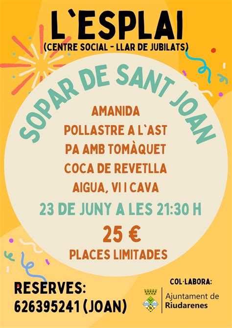 Sopar De Sant Joan Web Oficial De L Ajuntament De Riudarenes