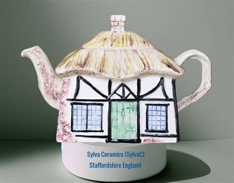 Collectible Ceramic Vintage TEAPOT Traditional English Cottage by SYLVA ...