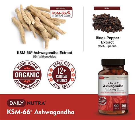 Ksm 66 Ashwagandha Organic Extract 600mg Capsules Dailynutra