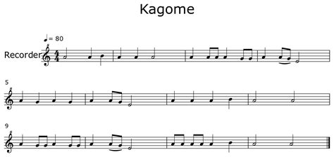 Kagome Sheet Music For Recorder