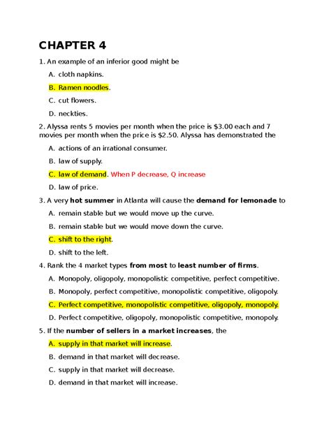 CHAPTER 4-15 Practice Questions and Answers for Economics Review - Studocu