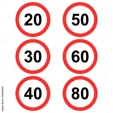 Speed Limit Icon Set Road Sign Vector Stock Vector Adobe Stock