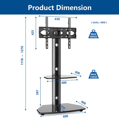 Rfiver Universal Cantilever Tv Floor Stand For Most Inch Tv