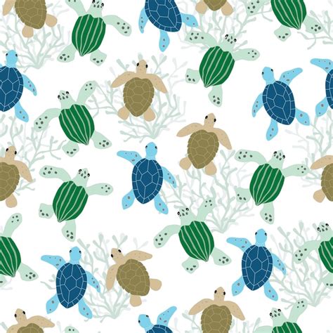 Premium Vector Sea Turtles Seamless Pattern