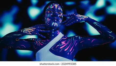 Cyberpunk Nude Girl Ultraviolet Lines Ultraviolet Stock Photo Shutterstock