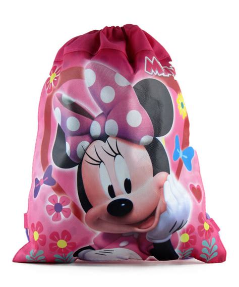 6 Disney Minnie Mouse Hearts Drawstrings Sling Bag Backpack Birthday