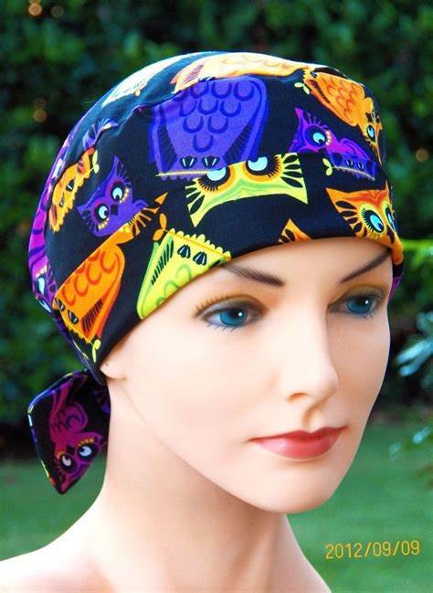 Halloween Scrub Hat Chemo Cap The Mini Night Owls Etsy Scrub Hats