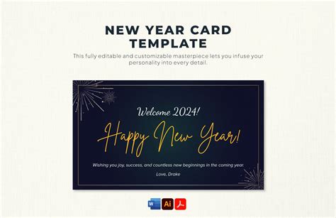 New Year Greeting Card Template in Word, PSD, Pages - Download ...